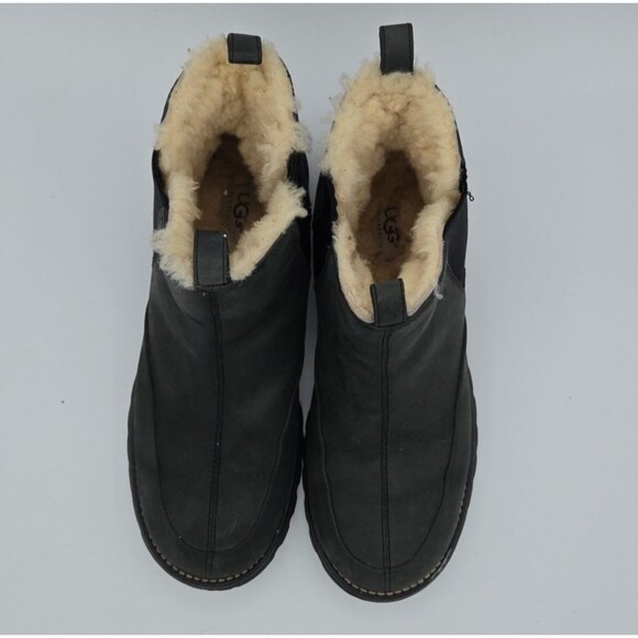 UGG AUSTRALIA LEATHER SHEARLING ANKLE BOOTS DARK GREEN / GRAY WOMEN SIZE US 11 - Picture 4 of 8